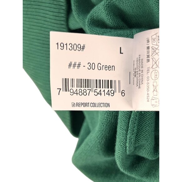 Report Collection Mens L Sweater Green V Neck Pullover 100% Cotton Golf Classic - Picture 5 of 10